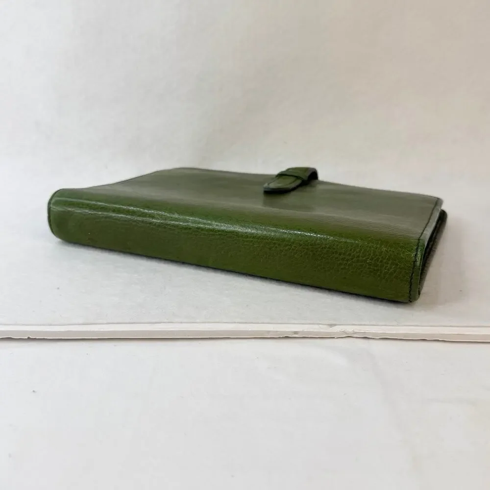 Vtg Franklin Covey Full Grain Italian Leather 7 Ring Binder Notebook Olive Green
